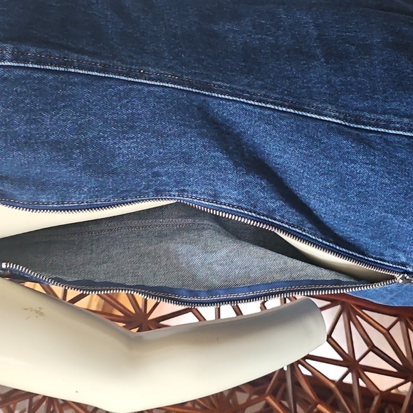 New W Tag MESHKI Baker Off-Shoulder Dark Denim Mini Dress Size Small - Picture 6 of 13